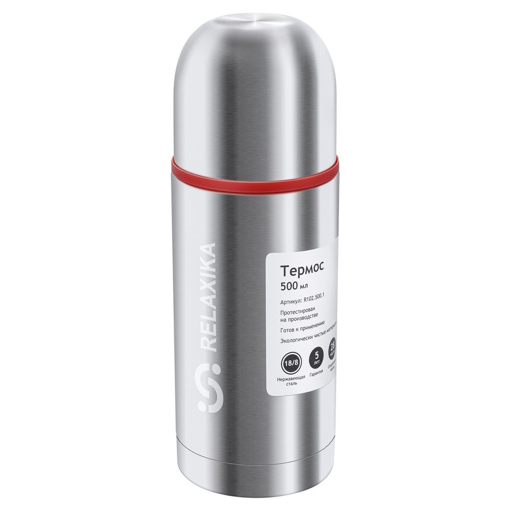 Термос Relaxika Duo 500 в чехле, стальной (Изображение 5)