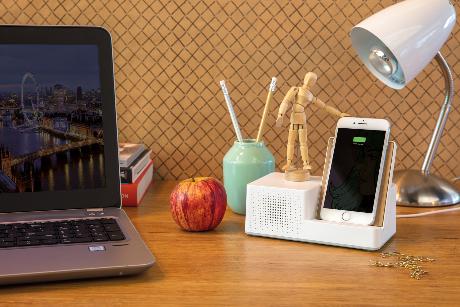 Беспроводная док-станция с колонкой «Ontario» 5W, белый (Изображение 4)