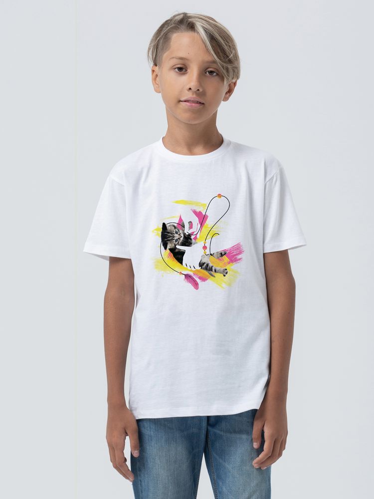 Футболка детская «Обними кота», белая, на рост 106-116 см (6 лет) (Изображение 4)