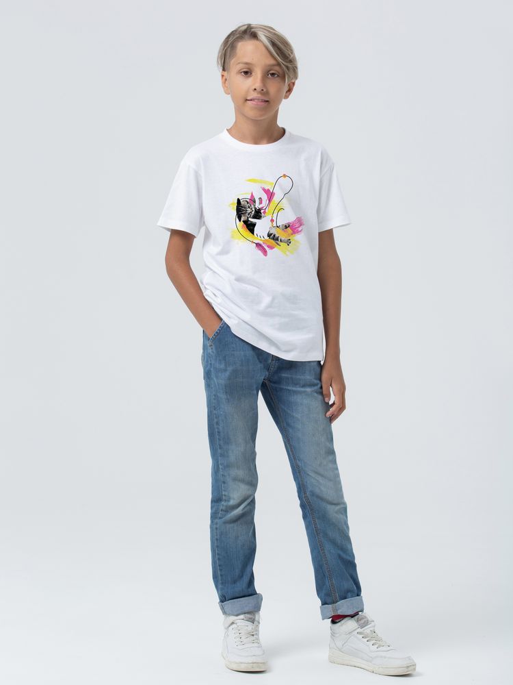 Футболка детская «Обними кота», белая, на рост 106-116 см (6 лет) (Изображение 5)