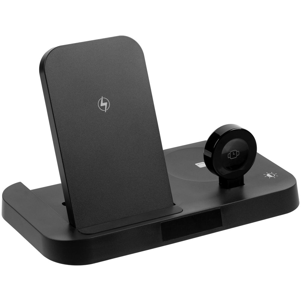 Зарядная станция с будильником Clock Nest, черная (Изображение 2)