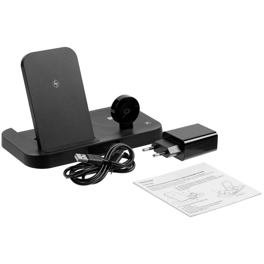 Зарядная станция с будильником Clock Nest, черная (Изображение 7)