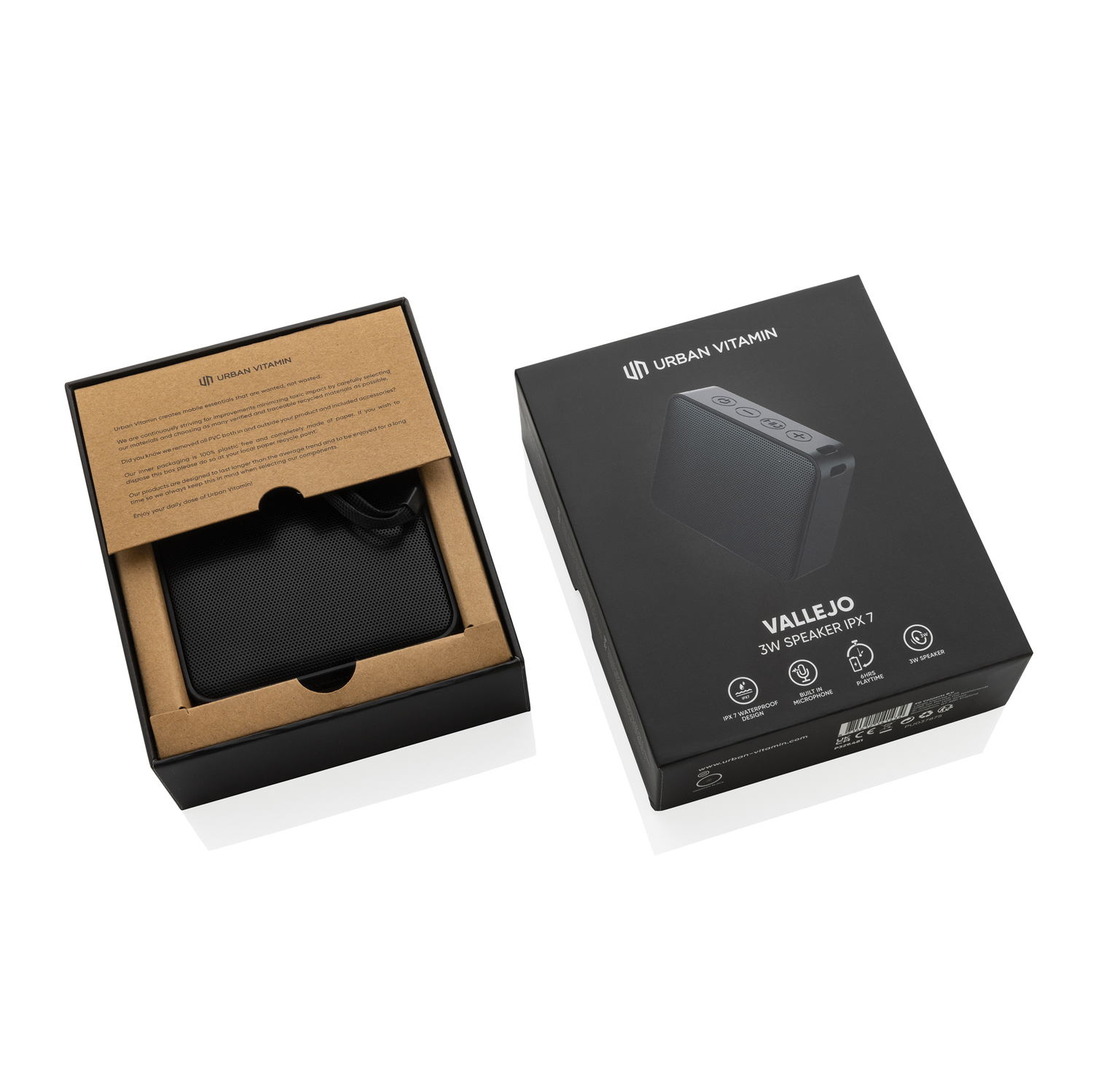Беспроводная колонка Urban Vitamin Vallejo с защитой IPX7 из переработанного пластика RCS, 3 Вт (Изображение 2)