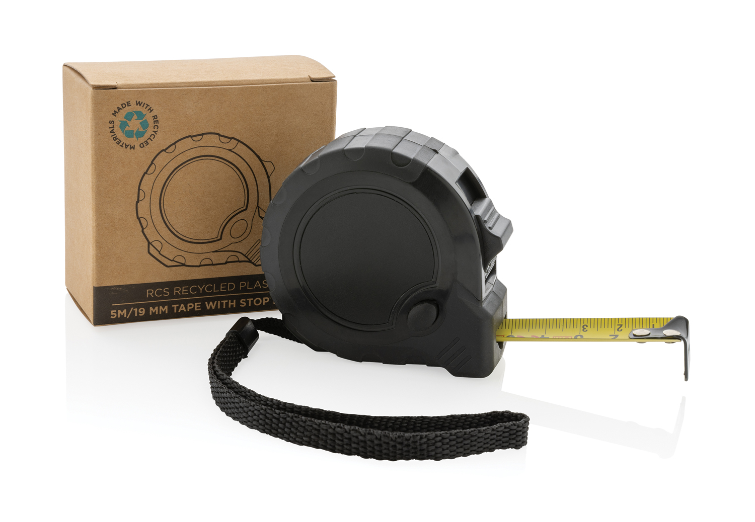 Рулетка из переработанного пластика RCS с кнопкой блокировки, 5м/19 мм (Изображение 2)