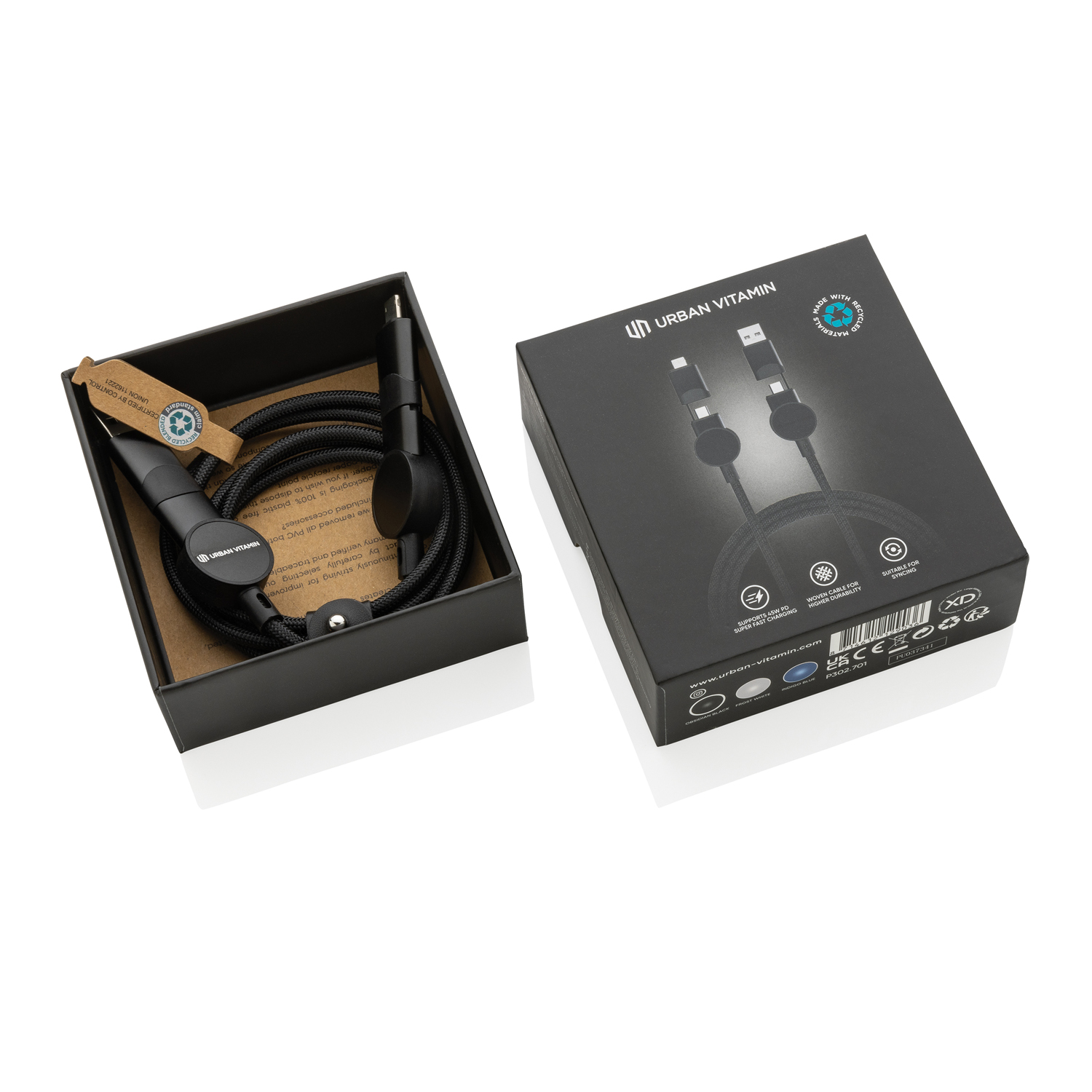 Кабель 6-в-1 Urban Vitamin Oakland из переработанного пластика RCS для быстрой зарядки 45 Вт (Изображение 12)