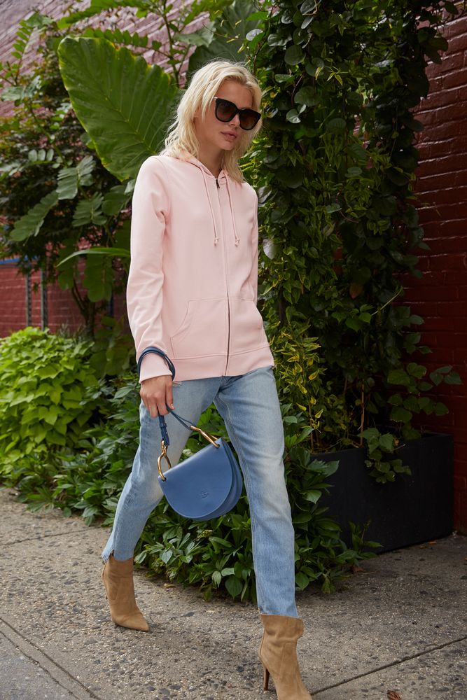 Толстовка на молнии с капюшоном женская BNC Organic, темно-синяя, размер XL (Изображение 5)