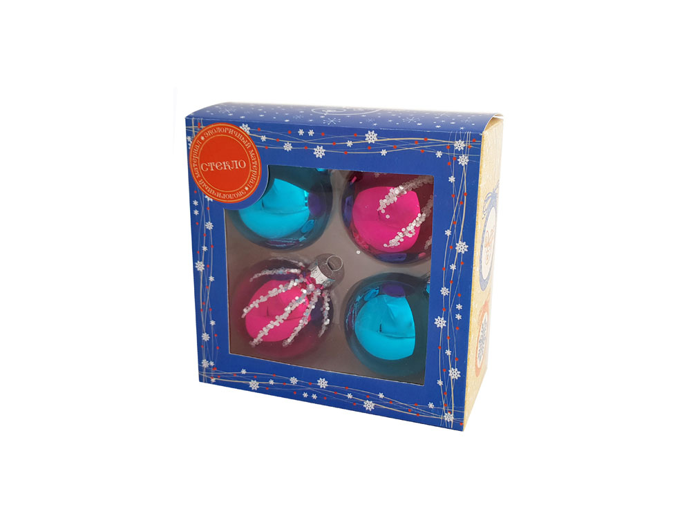 Набор ёлочных шаров Узоры (розовый) 