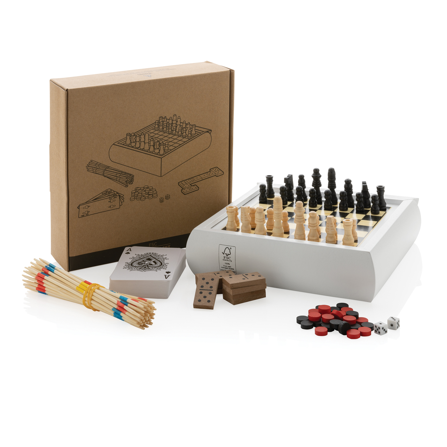 Набор игр 5-в-1 из дерева FSC® (Изображение 2)