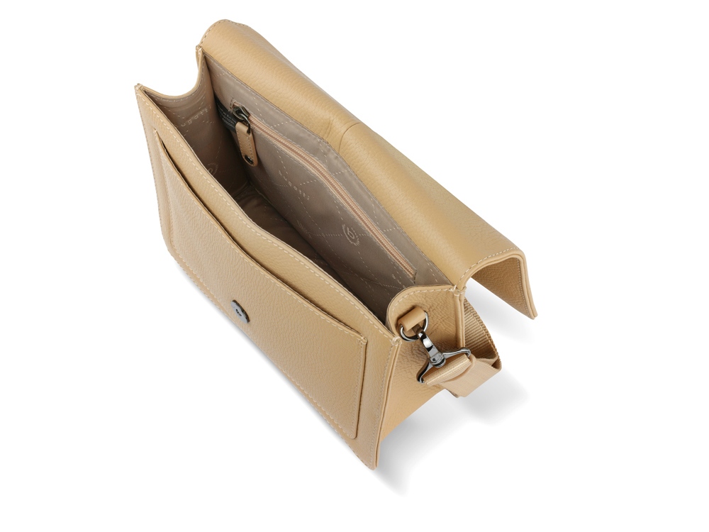 Сумка через плечо женская BUGATTI Elsa, песочного цвета, воловья кожа/полиэстер, 25х8,5х20 см (Изображение 6)