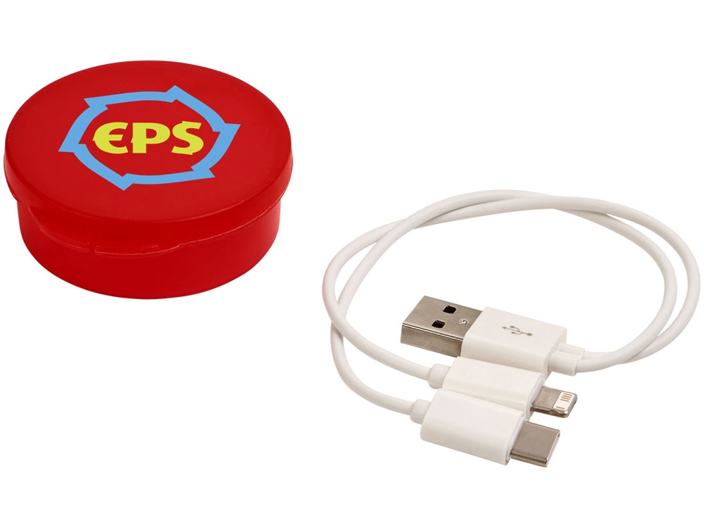 Кабель для зарядки Versa 3-в-1 в футляре, красный прозрачный (Изображение 5)