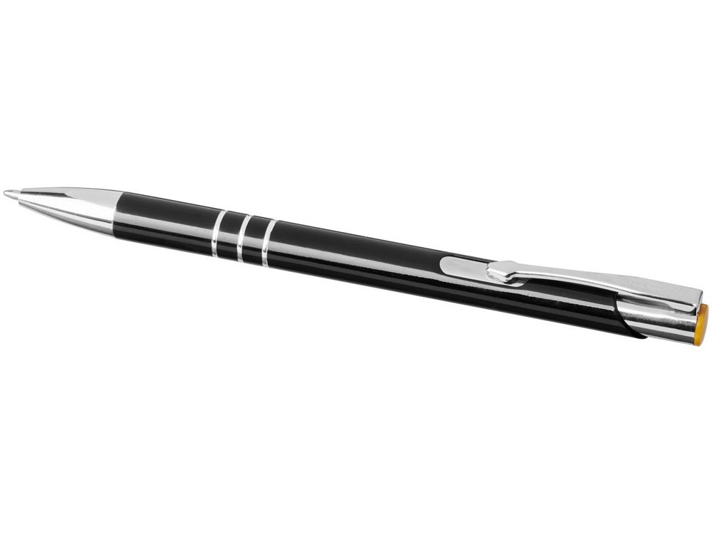 Ручка металлическая шариковая Moneta с цветной кнопкой, черный/оранжевый (Изображение 3)