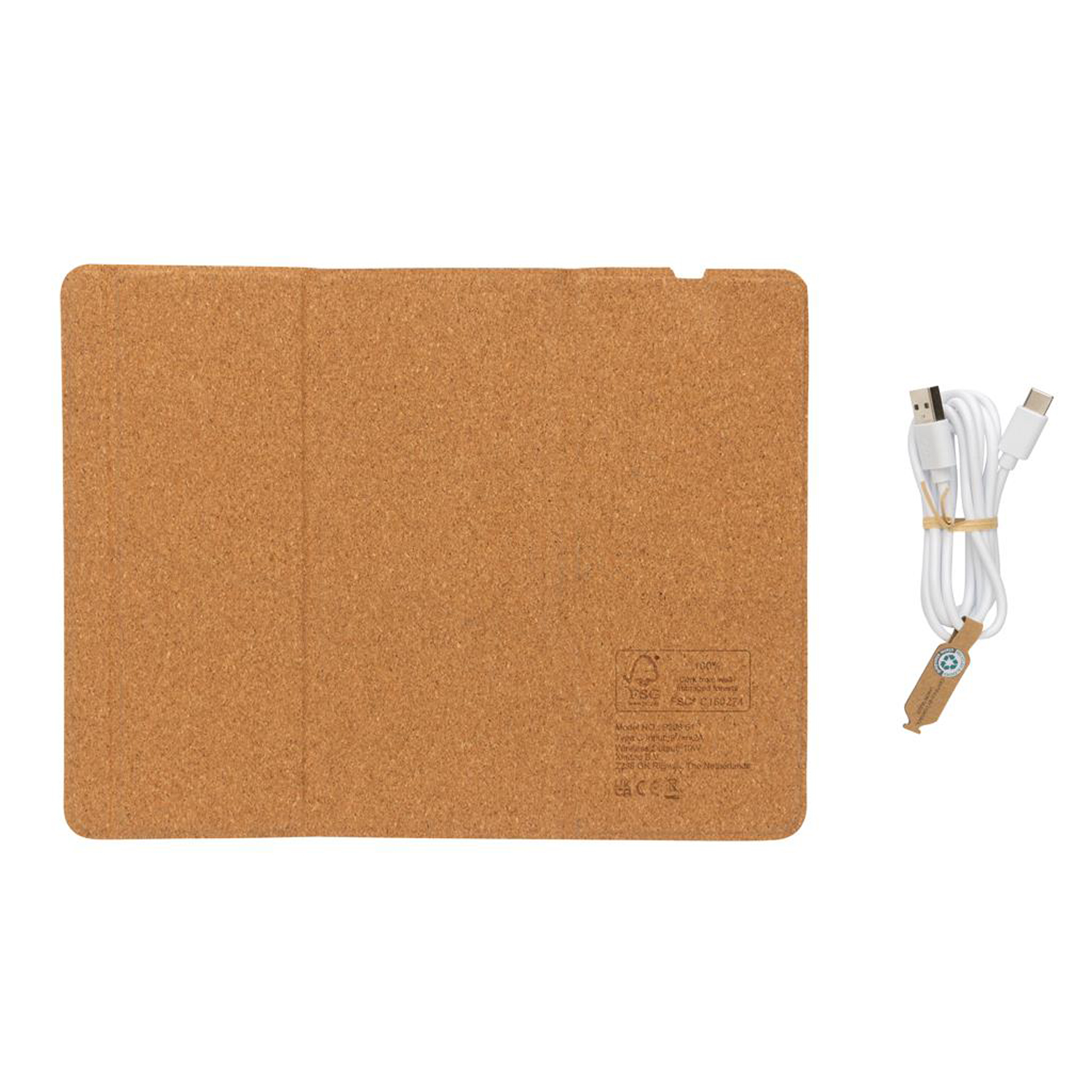 Коврик для мыши Cork с функцией беспроводной зарядки и подставки для телефона, 10 Вт (Изображение 3)