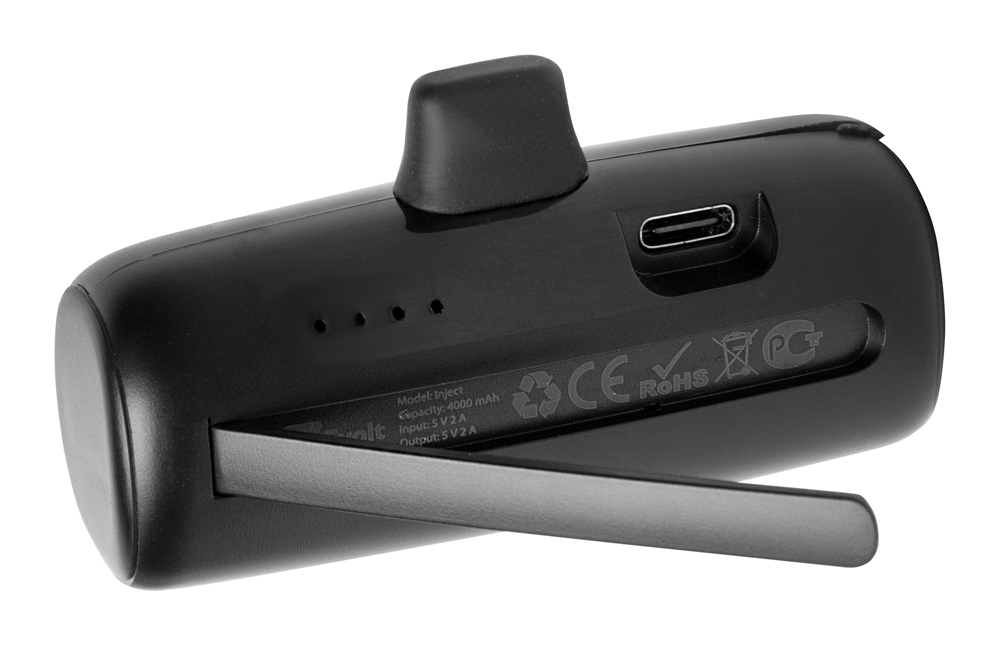 Внешний аккумулятор с разъёмом Type-C Inject, 4000 mAh, черный (Изображение 6)