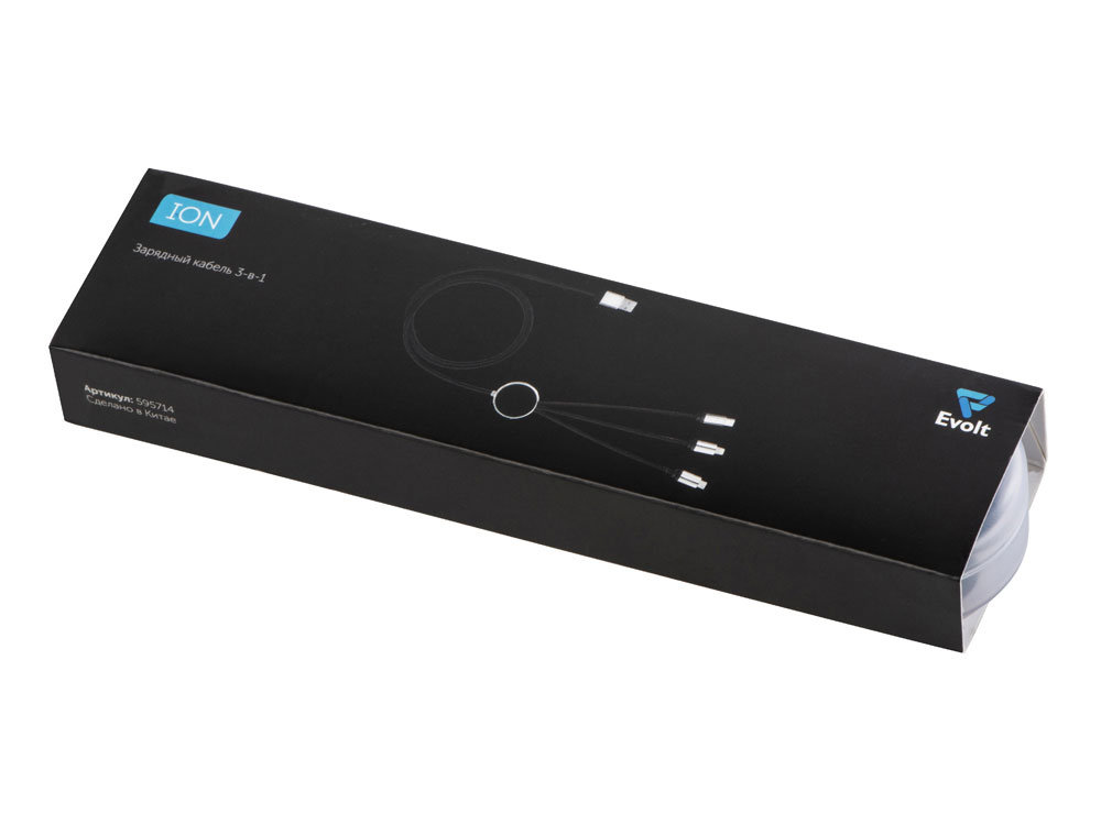 Кабель 3-в-1 с подсветкой логотипа Ion, черный (Изображение 6)