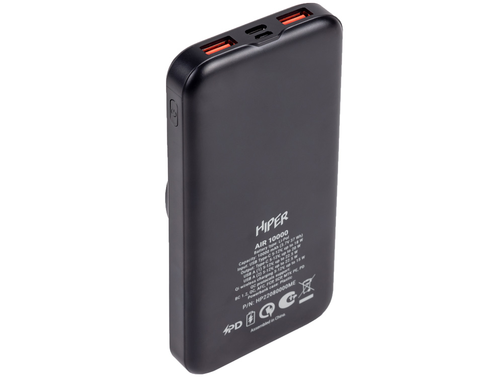 Внешний беспроводной аккумулятор AIR, 10000 mAh, черный (Изображение 4)