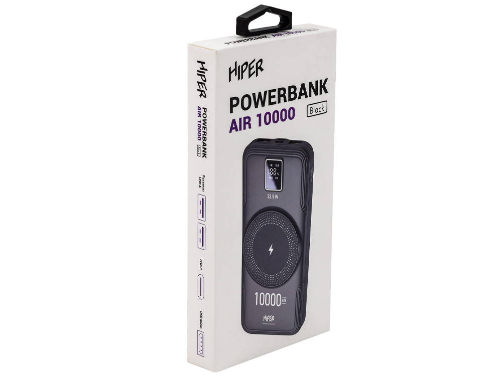 Внешний беспроводной аккумулятор AIR, 10000 mAh, черный (Изображение 8)