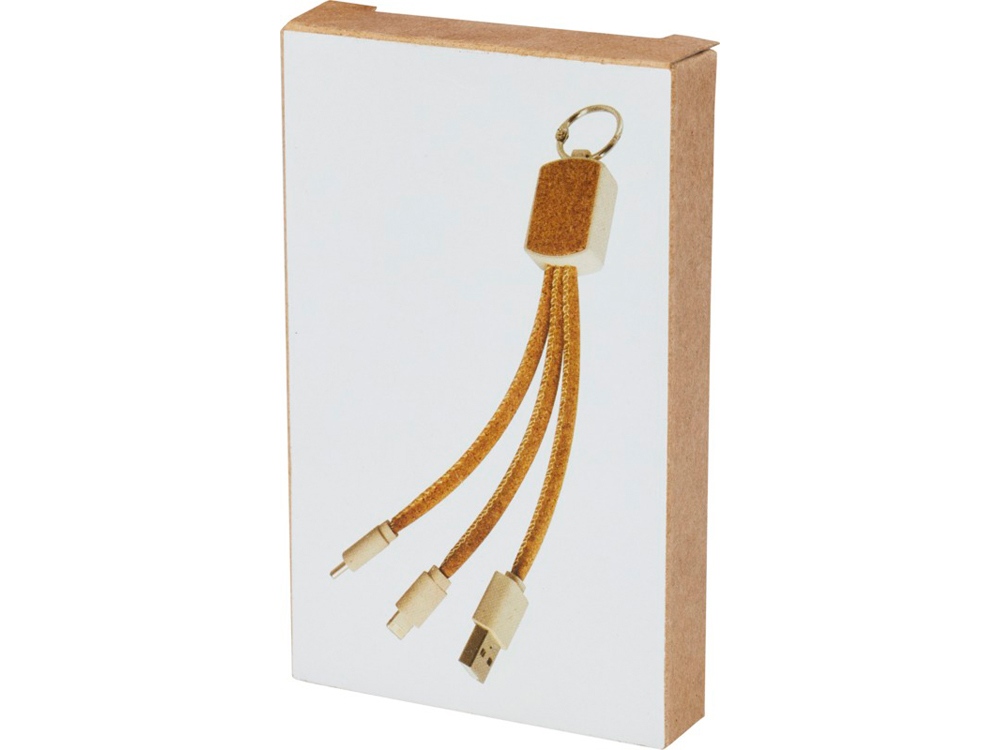 Кабель для зарядки Bates из пшеничной соломы и пробкового дуба 3-в-1, натуральный (Изображение 7)