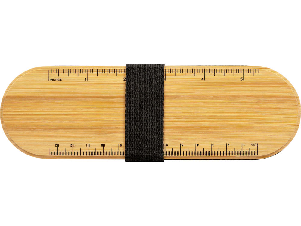 Пенал с линейкой и подставкой для телефона из бамбука Haruki, серый (Изображение 4)