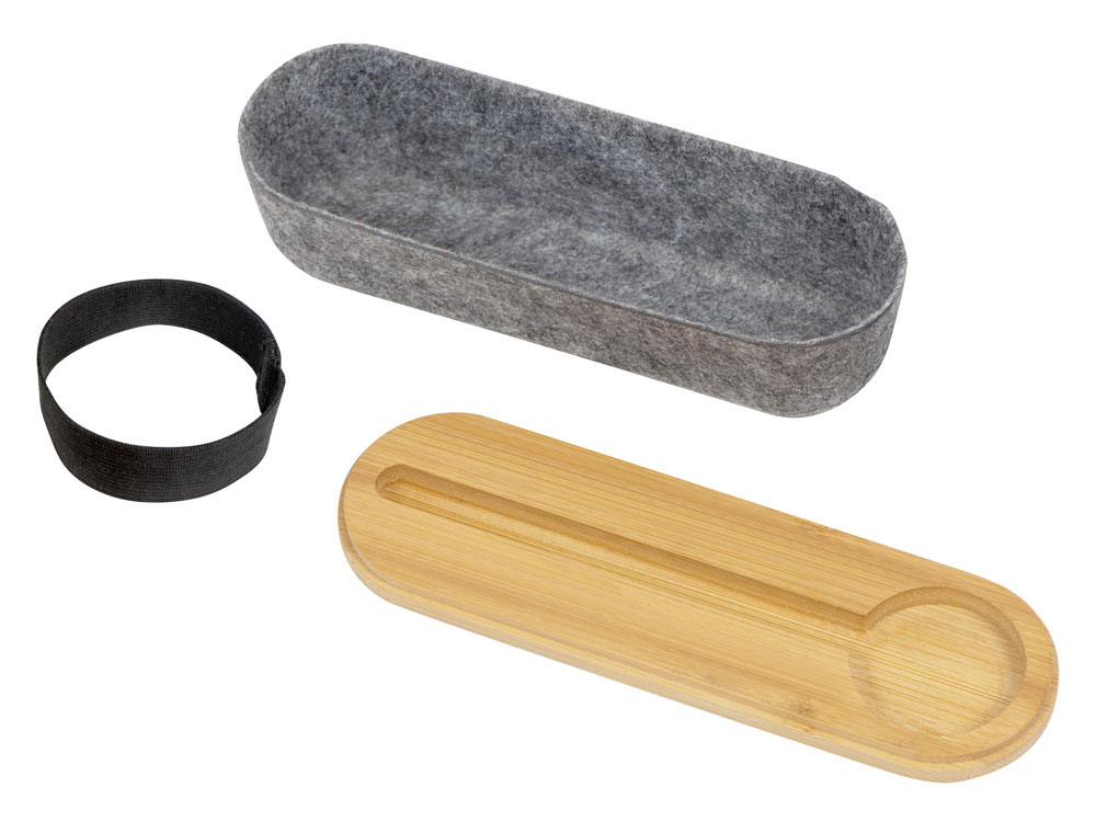 Пенал с линейкой и подставкой для телефона из бамбука Haruki, серый (Изображение 5)