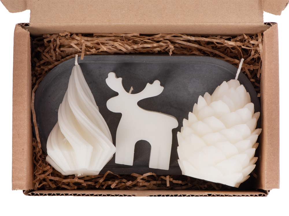 Свечи на подставке Олень, шишка, елочка (Изображение 7)