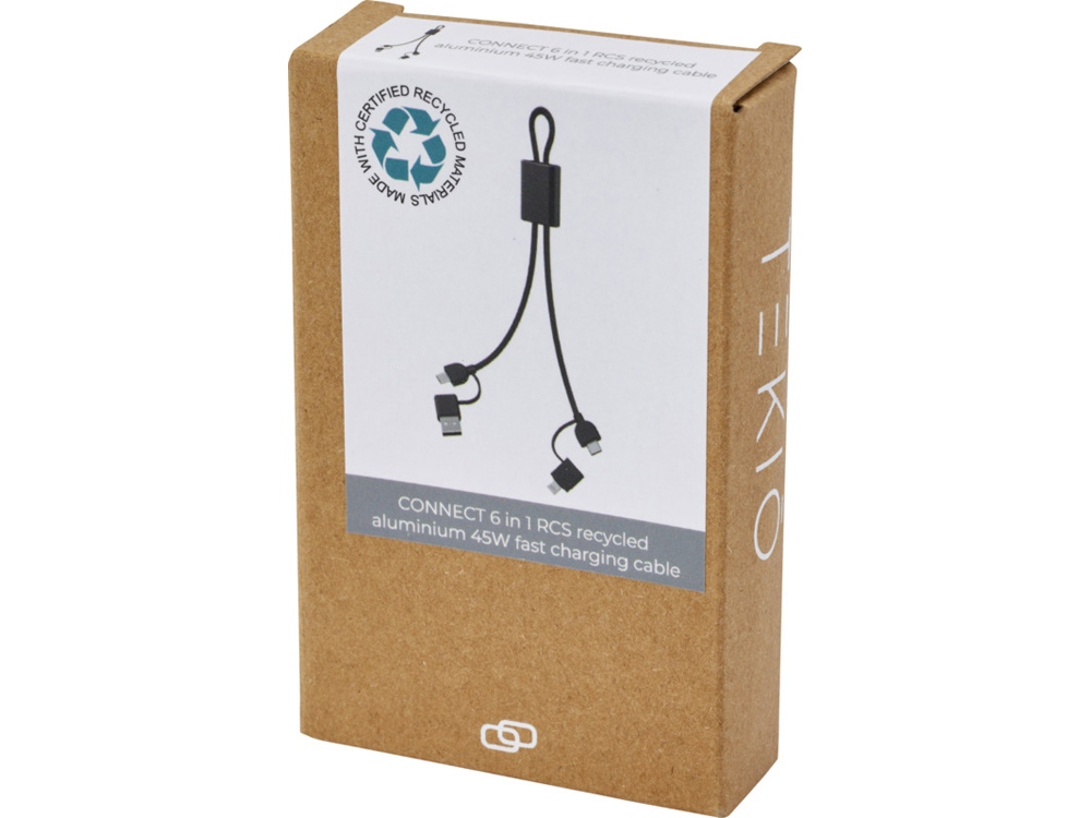 Кабель для быстрой зарядки Connect 6 в 1 из переработанного алюминия, 45 Вт (Изображение 6)