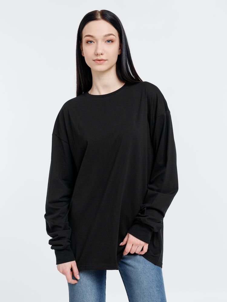 Футболка оверсайз унисекс с длинным рукавом Сity Sapiens, черная, размер L (Изображение 7)