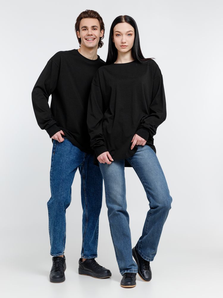 Футболка оверсайз унисекс с длинным рукавом Сity Sapiens, черная, размер L (Изображение 10)