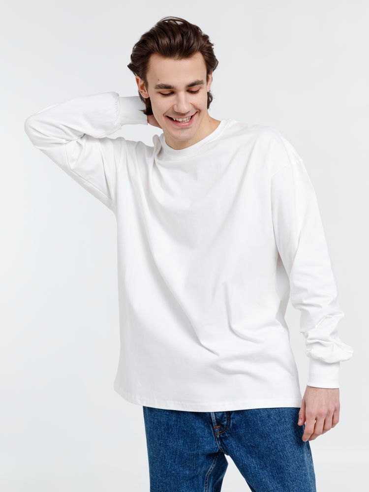 Футболка оверсайз унисекс с длинным рукавом Сity Sapiens, молочно-белая, размер L (Изображение 6)