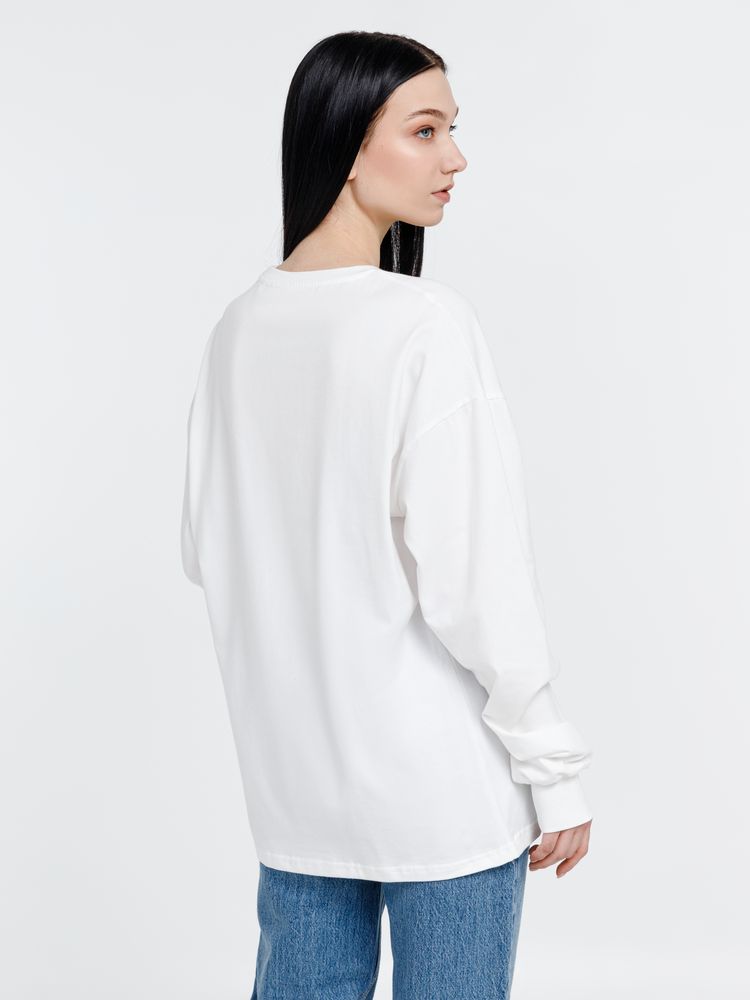 Футболка оверсайз унисекс с длинным рукавом Сity Sapiens, молочно-белая, размер L (Изображение 9)