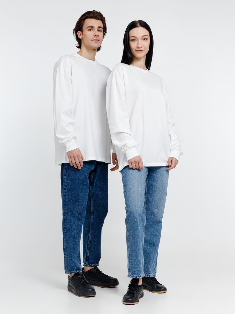 Футболка оверсайз унисекс с длинным рукавом Сity Sapiens, молочно-белая, размер L (Изображение 12)