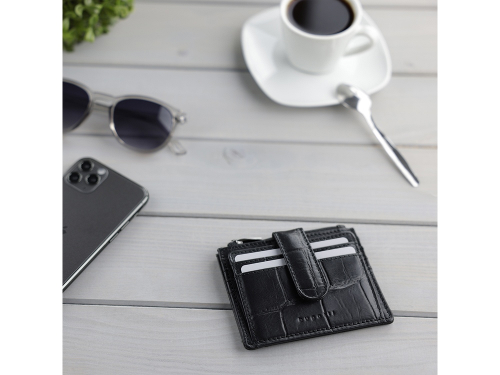 Портмоне для кредитных карт BUGATTI Nevio, чёрный, воловья/полиэстер, 12,5х2,5х9,3 см (Изображение 6)