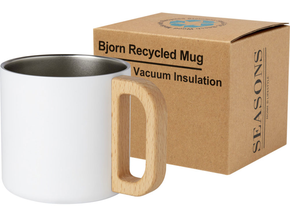 Кружка Bjorn с медной вакуумной изоляцией, 360 мл (белый/натуральный)  (Изображение 4)