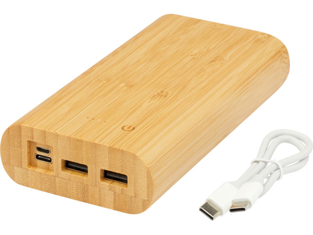 Портативное зарядное устройство Tulda из бамбука, 20 000 мАч, натуральный (Изображение 5)