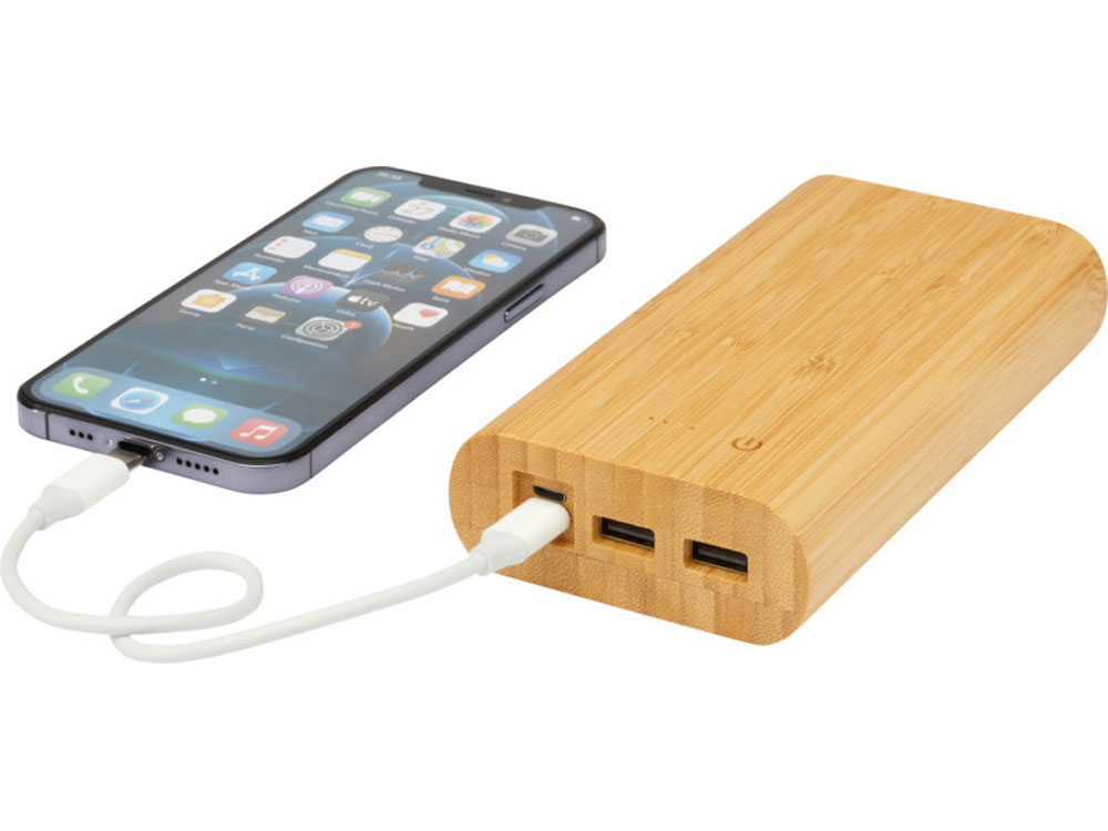 Портативное зарядное устройство Tulda из бамбука, 20 000 мАч, натуральный (Изображение 6)