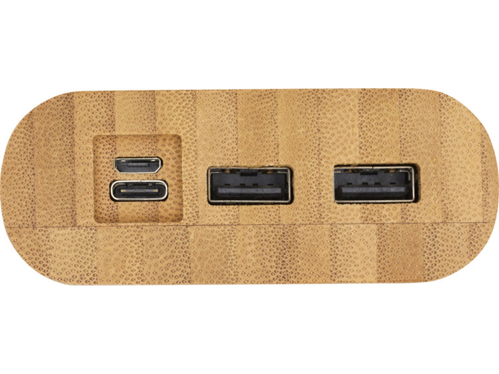 Портативное зарядное устройство Tulda из бамбука, 20 000 мАч, натуральный (Изображение 8)