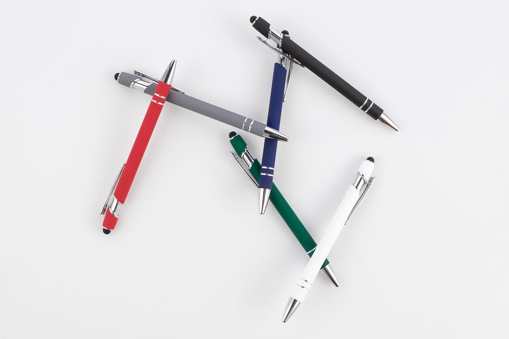 Ручка шариковая Pointer Soft Touch со стилусом, белая (Изображение 5)