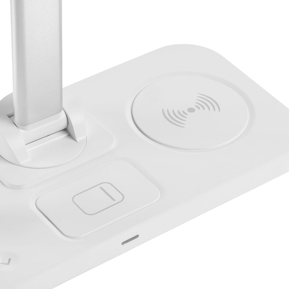 Настольная лампа с беспроводной зарядкой Power Light, белая (Изображение 6)