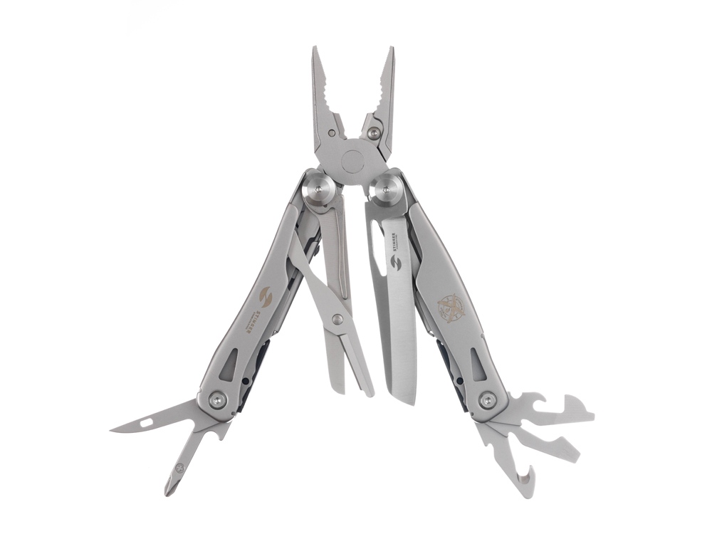 Мультитул, 105 мм, 14 функций, с оранжевыми накладками (серебристый)  (Изображение 2)