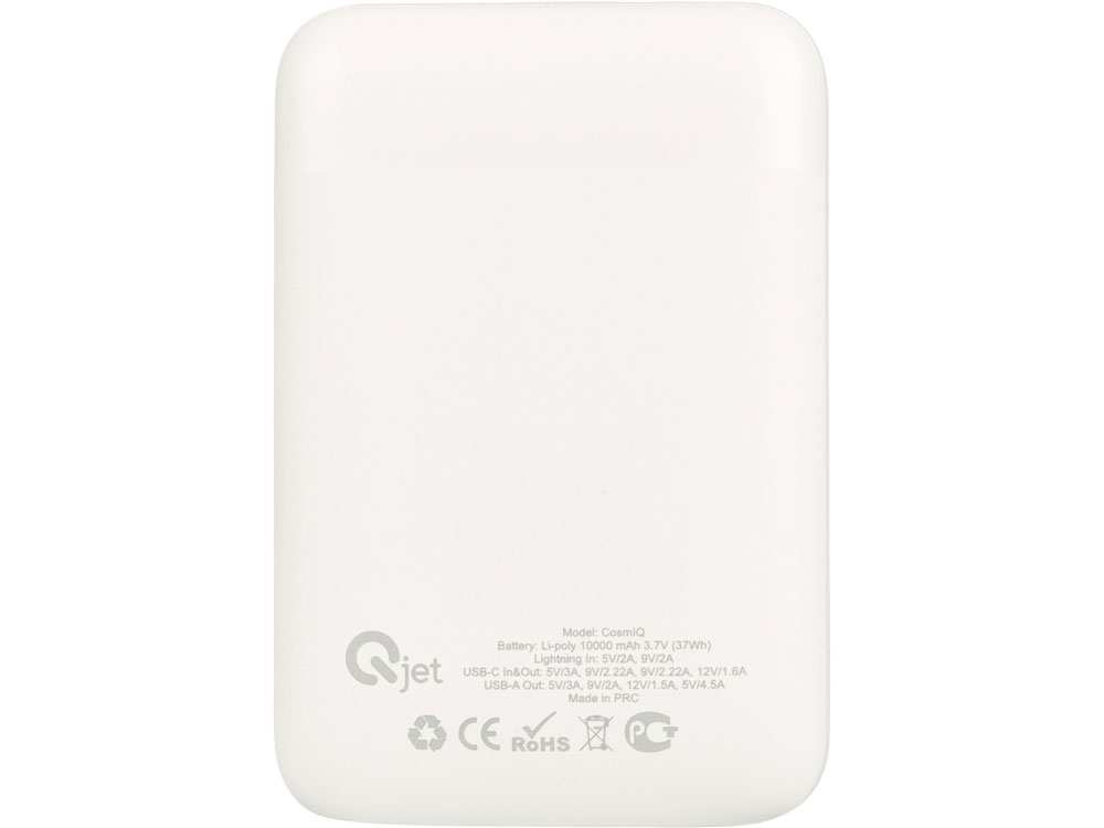 Внешний аккумулятор с быстрой зарядкой QC/PD CosmIQ, 10000 мАч (белый)  (Изображение 3)