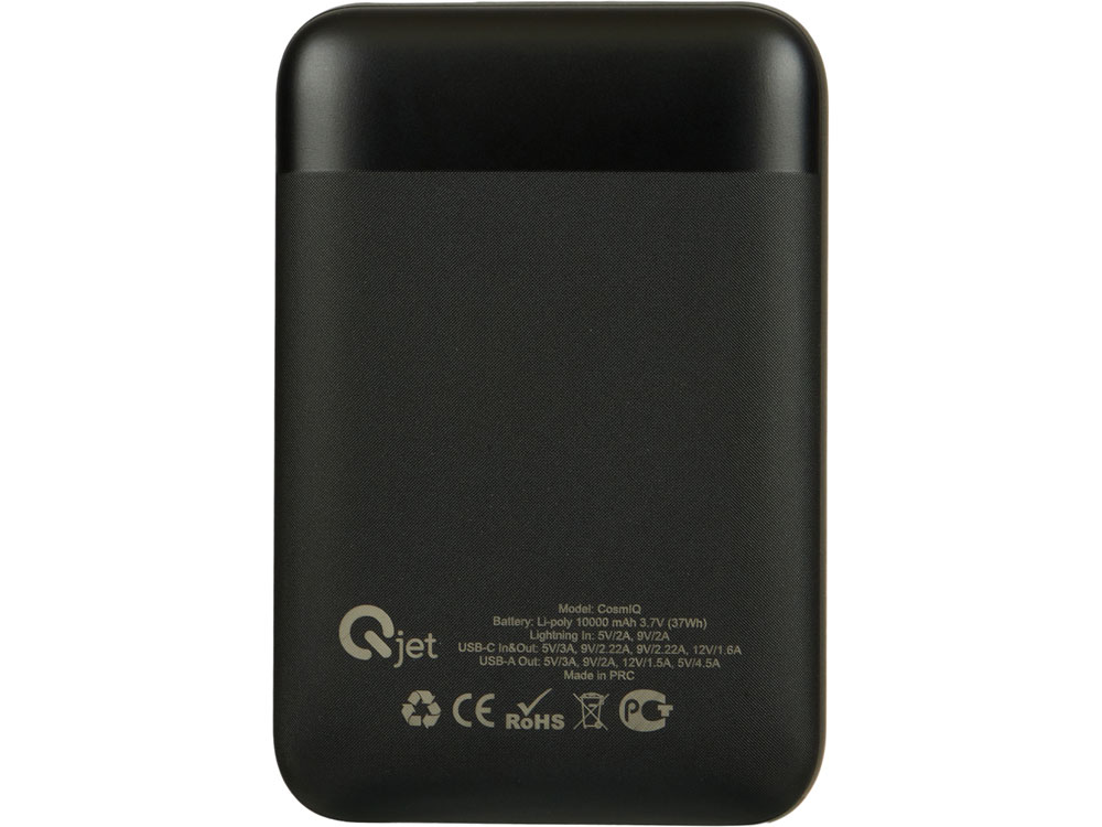 Внешний аккумулятор с быстрой зарядкой QC/PD CosmIQ, 10000 мАч (черный)  (Изображение 3)