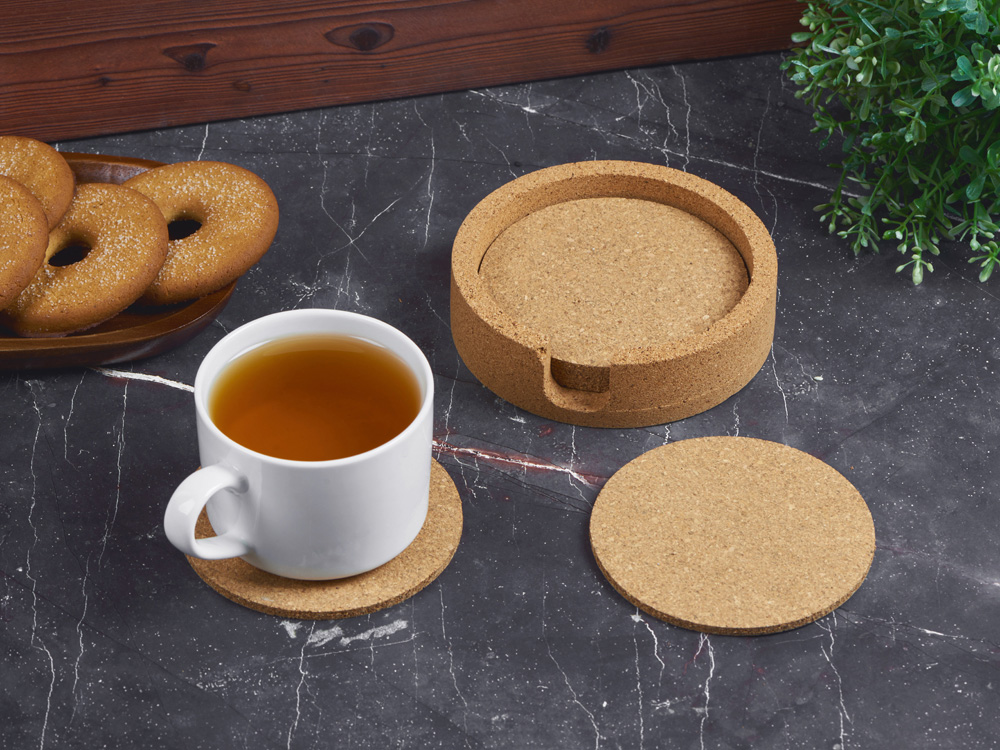 Набор костеров из пробки на подставке из пробки Krock (Изображение 9)