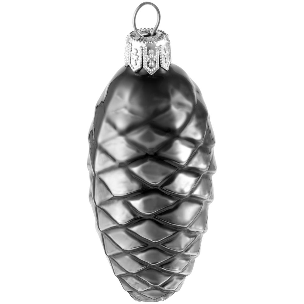 Елочная игрушка «Шишка», серая (графит) (Изображение 3)