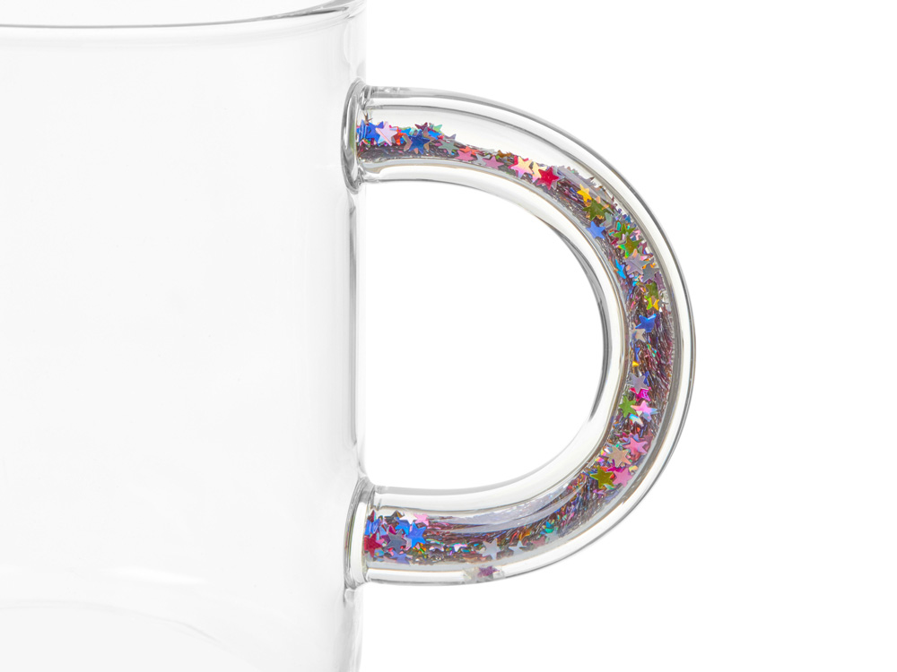 Стеклянная кружка с блестками в ручке Feria (Изображение 4)