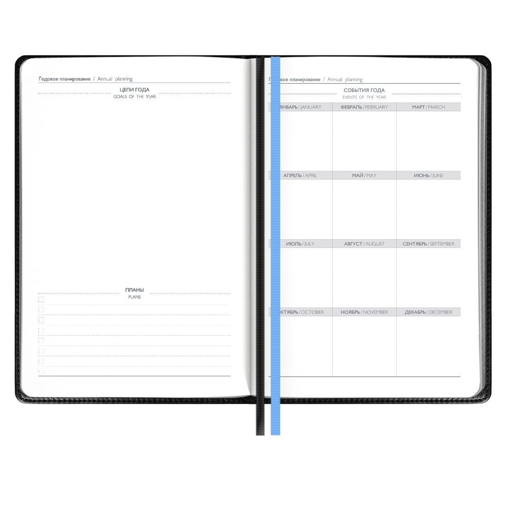 Ежедневник Alanis, недатированный, черный c голубым (Изображение 2)