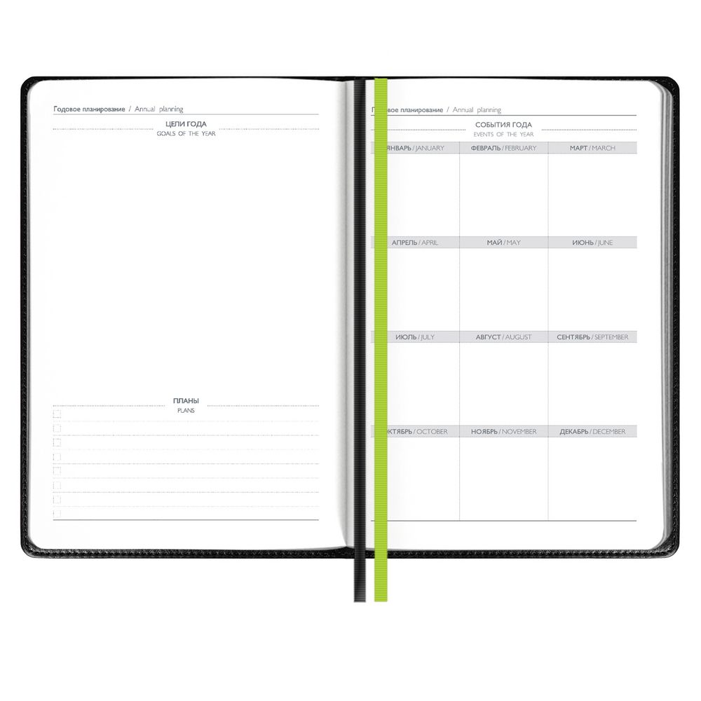 Ежедневник Alanis, недатированный, черный c зеленым (Изображение 2)