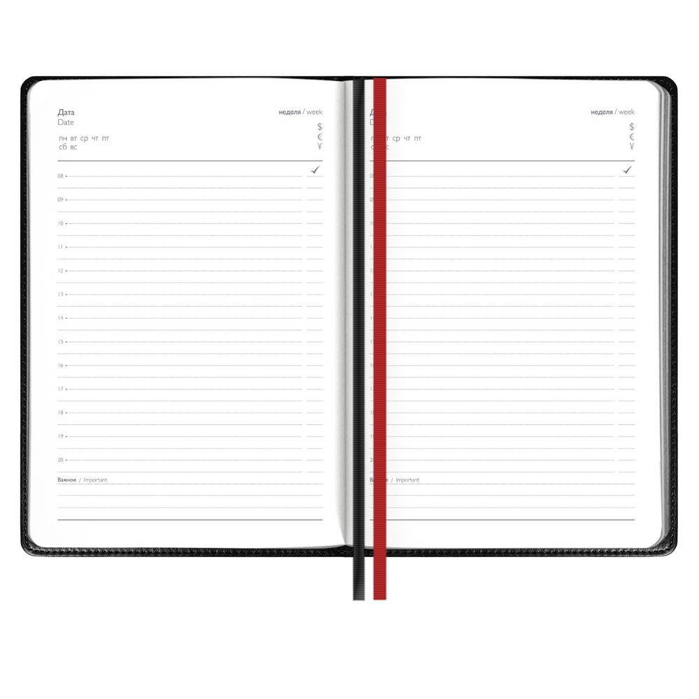 Ежедневник Alanis, недатированный, черный c красным (Изображение 3)
