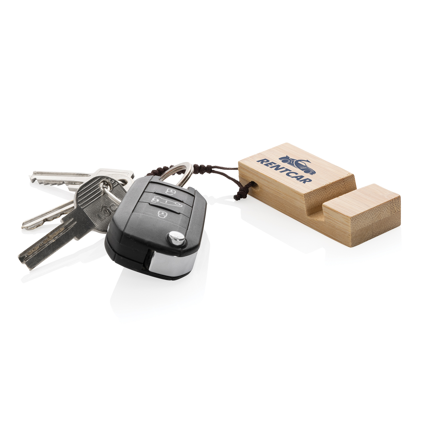 Бамбуковая мини-подставка для телефона Standkey с кольцом для ключей (Изображение 4)