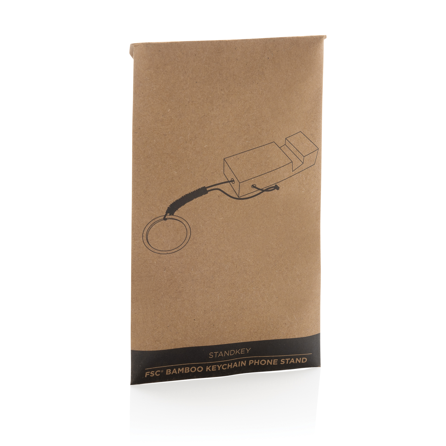 Бамбуковая мини-подставка для телефона Standkey с кольцом для ключей (Изображение 10)