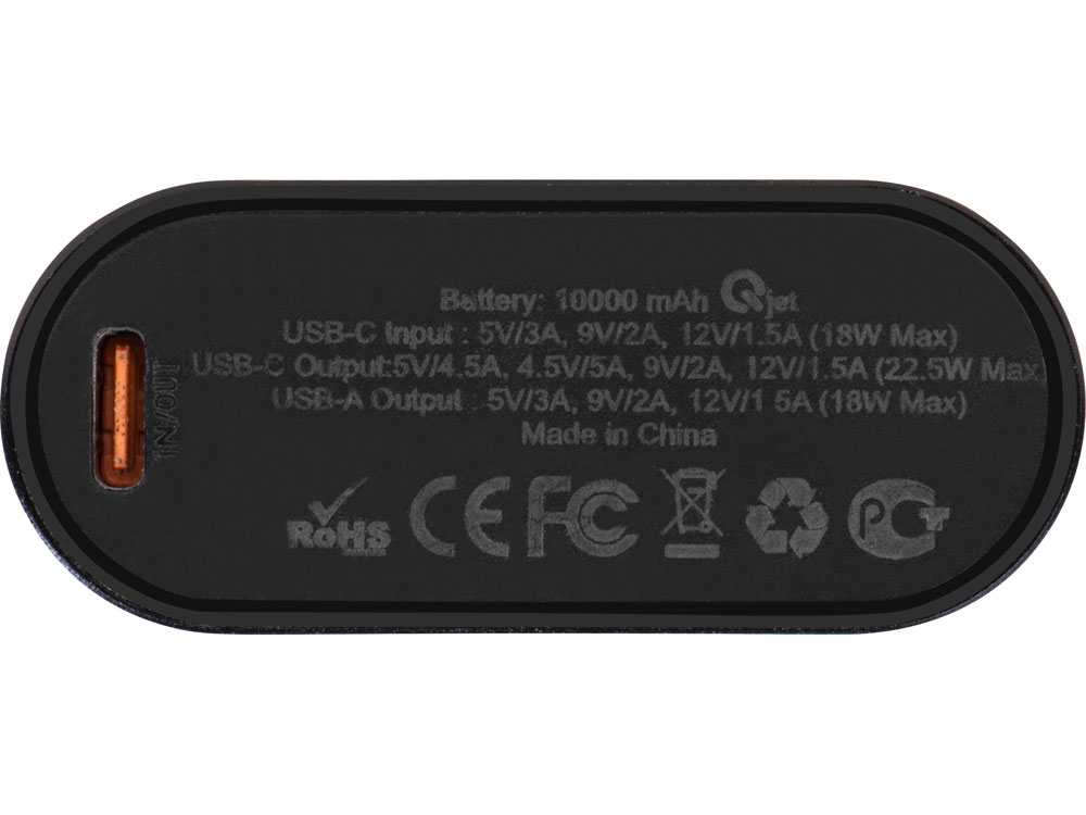 Внешний аккумулятор с QC/PD Qwik, 10000 mah, черный (Р) (Изображение 6)