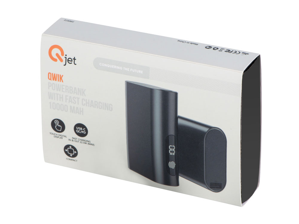 Внешний аккумулятор с QC/PD Qwik, 10000 mah, черный (Р) (Изображение 8)